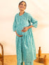 Sea Green Cotton Floral Printed Kurta with Palazzo